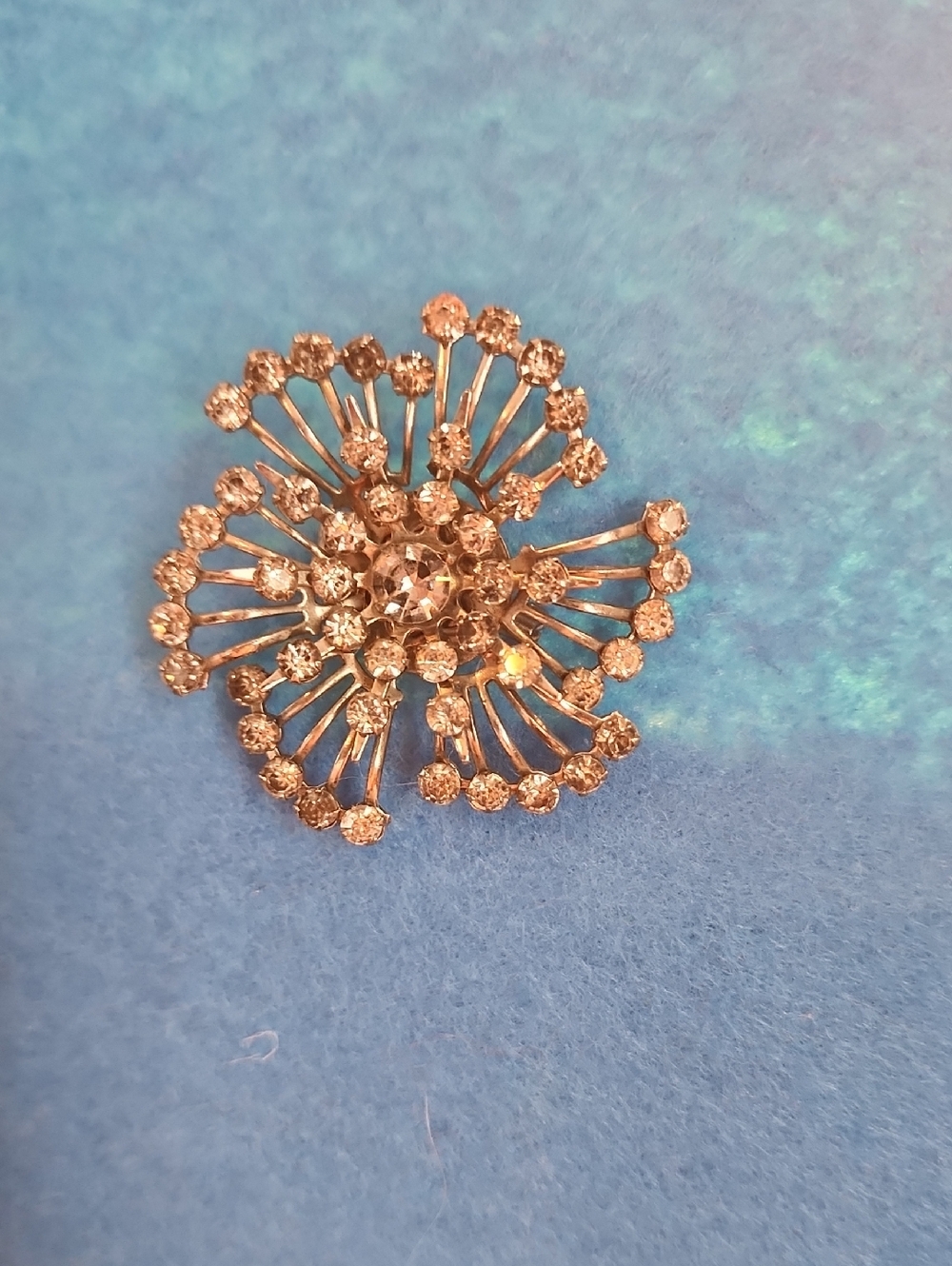Rhinestone Floral Brooch Pin in Champagne Gold